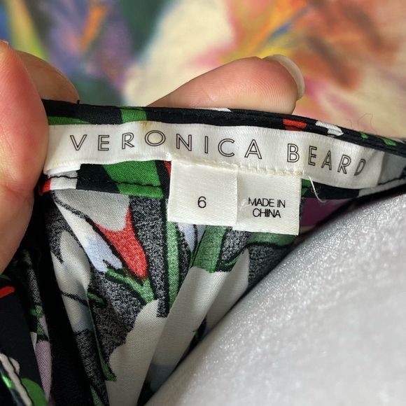 Veronica Beard Janis Ruched Floral Mini Dress Poplin Bubble Sleeves Designer 6 - Picture 12 of 14